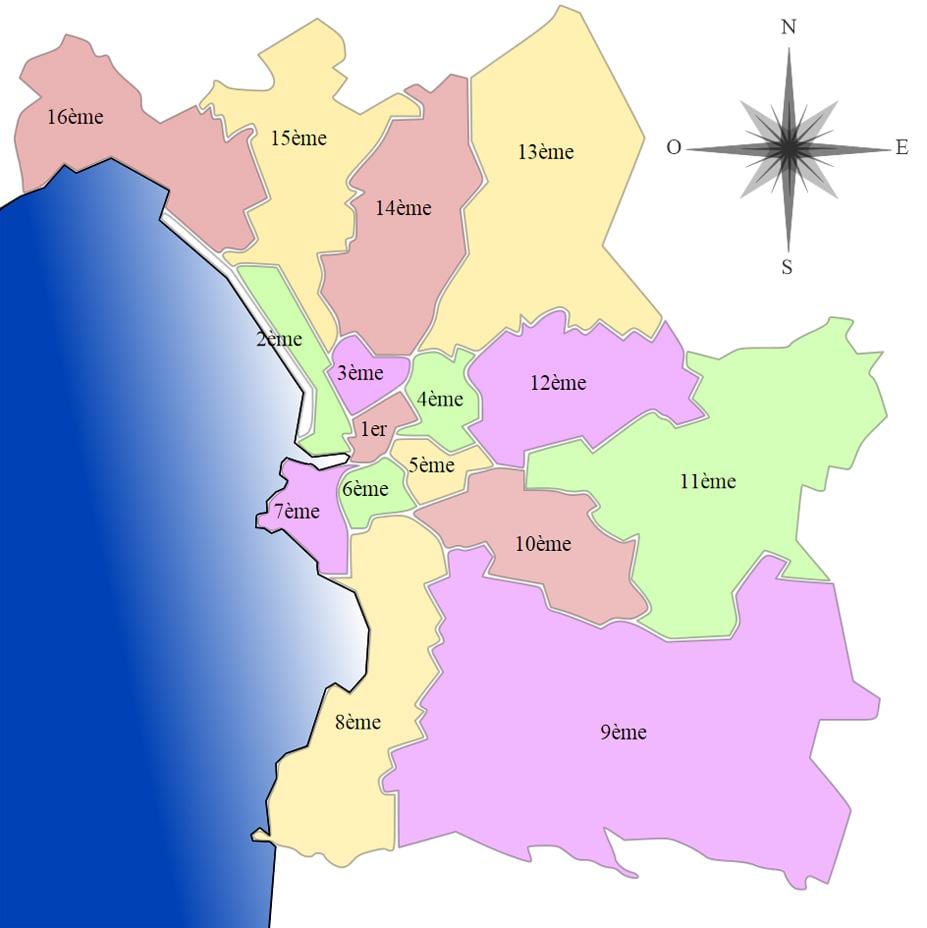 карта на Марсеј arrondissement